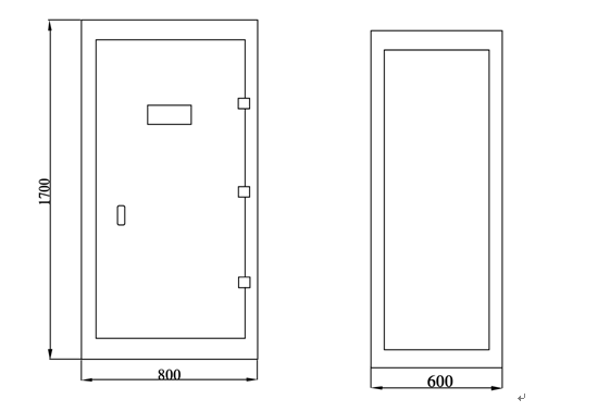 ENR-DR型低壓接地電阻柜的外形尺寸圖 ENR-DR型低壓接地電阻柜的外形尺寸圖